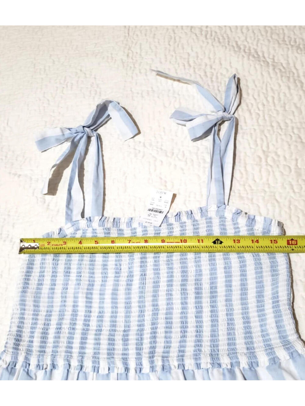 NWT J. Crew Factory tie shoulder striped smock dress Blue Sz M - Picture 6 of 7